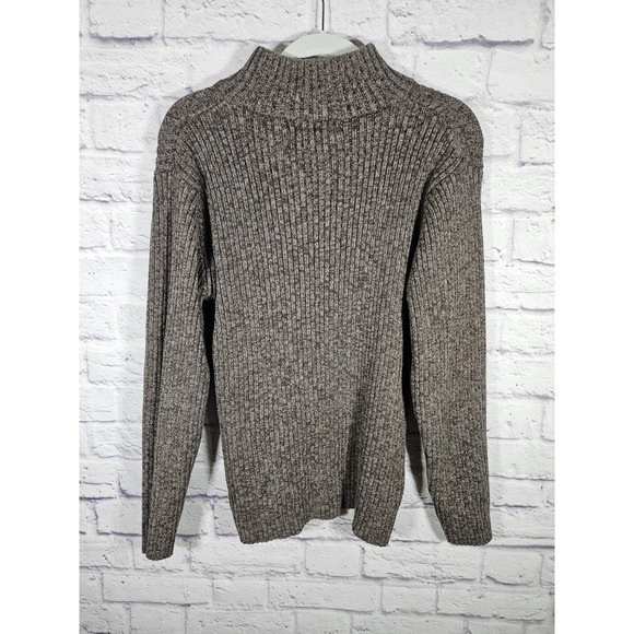 Driving Force Men’s Ribbed Pullover Sweater 1/3 Button Mocha Brown Size Medium - Picture 4 of 5